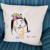 dessin enfant brodé sur coussin