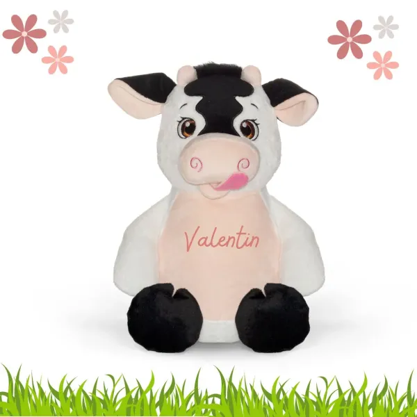 peluche vache rigolote brodée