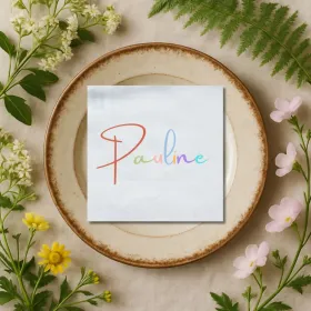 serviette de table brodée colorée
