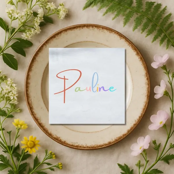 serviette de table brodée colorée