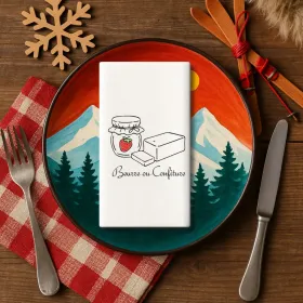 serviette de table brodée beurre ou confiture
