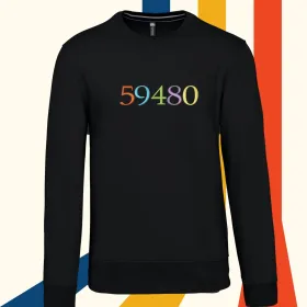 sweat homme manches longues avec code postal personnalisé