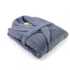 peignoir homme ou femme gris bleu sans capuche brodé