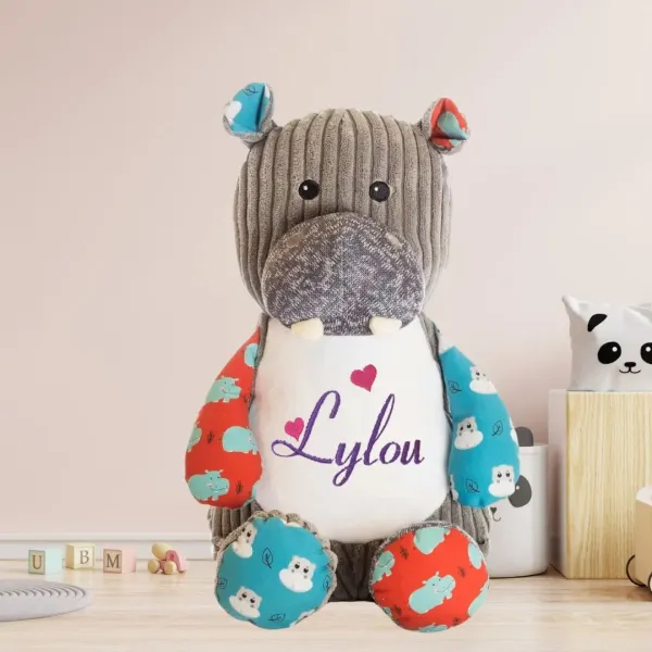 peluche hippopotame enfant brodé avec prénom