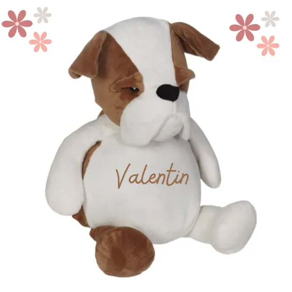 peluche chien boxer personnalisée prénom