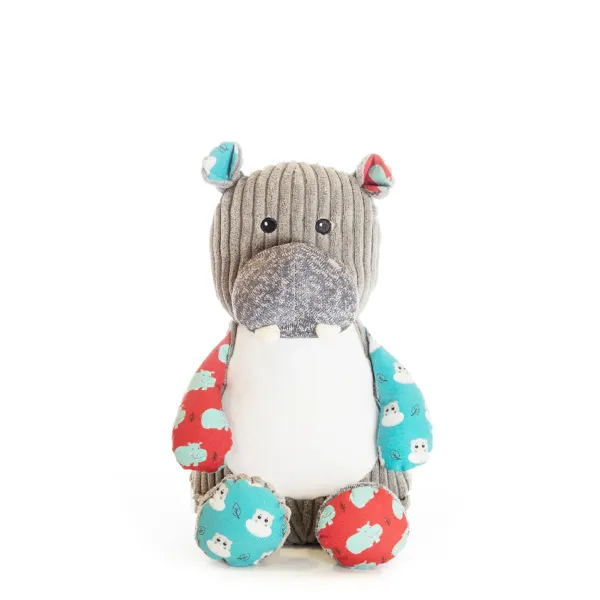 Hippopotame en peluche et tissus personnalisé avec prénom