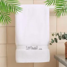 ville de lille brodée sur une serviette