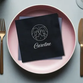 serviette de table brodée signe des jumeaux