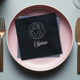 serviette de table brodée signe du lion