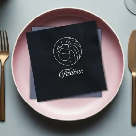 serviette de table brodée signe verseau