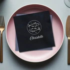 serviette de table brodée signe poisson