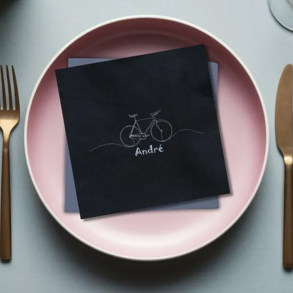 serviette de table personnalisée le vélo
