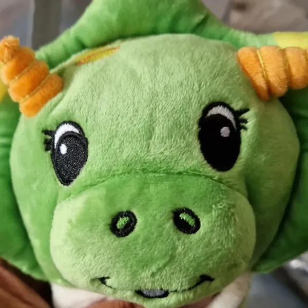 tete dragon vert doudou à faire broder
