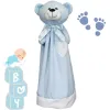 doudou ours bleu grande taille à faire broder