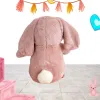 dos lapin peluche rose brodé