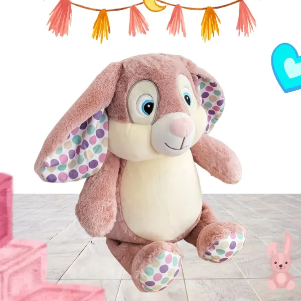 lapin en peluche rose
