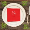 serviette de table brodée rouge toi