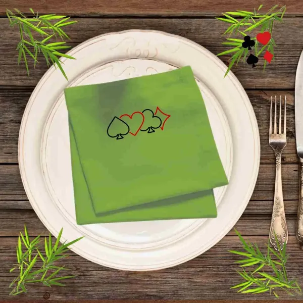 Serviettes de table en coton brodées sigles de carte à personnaliser