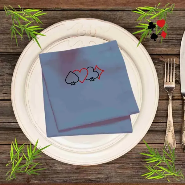 Serviettes de table en coton brodées sigles de carte à personnaliser
