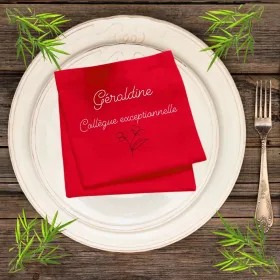 serviette de table brodée pour une collègue