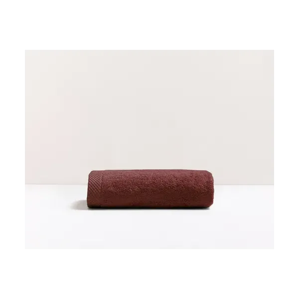 serviette de bain bordeaux brodée