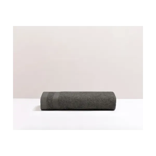 drap de bain recycle brodé gris fonce