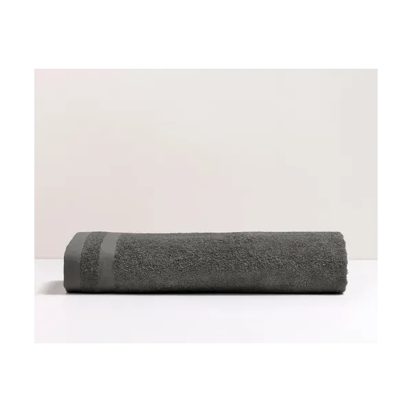 Linge de bain serviette et drap de bain recyclé couleur gris brodé