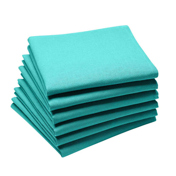 serviette de table brodée vert bleu turquoise