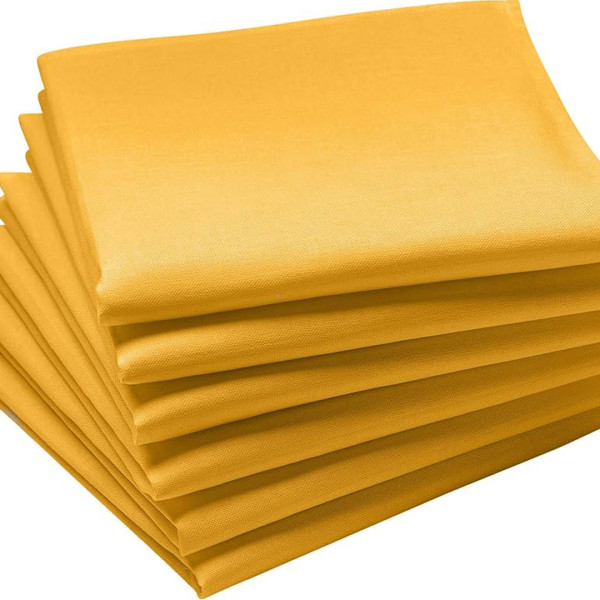 serviette de table brodée jaune mais