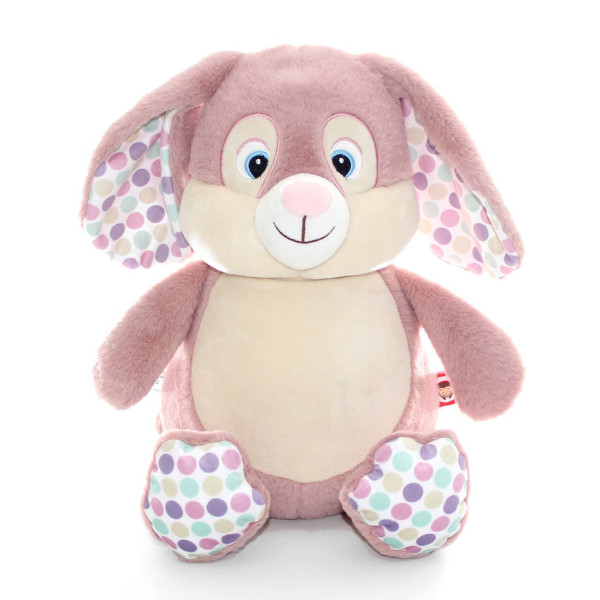 peluche lapin vieux rose brodé