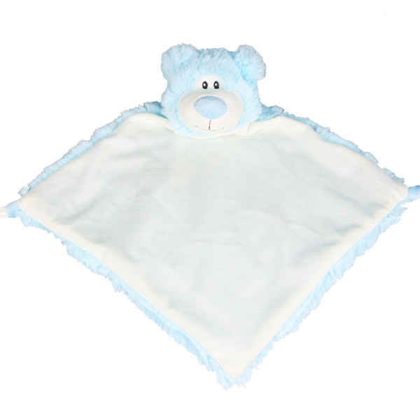 doudou petit ours bleu brodé