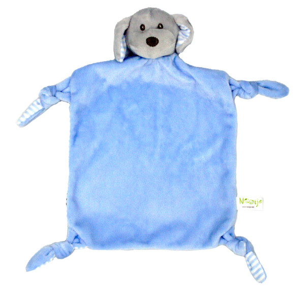 Doudou de petit chien bleu pour enfant personnalisé avec broderie