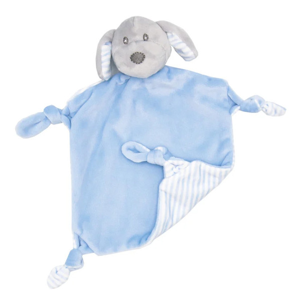 Doudou de petit chien bleu pour enfant personnalisé avec broderie