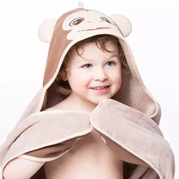 Cape de bain pour enfant motif singe personnalisée avec prénom