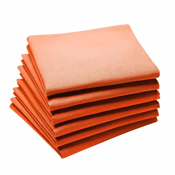 serviette de table brodée orange mandarine