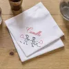 serviette de table brodée saint valentin