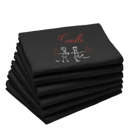 serviette de noire noire motif saint valentin