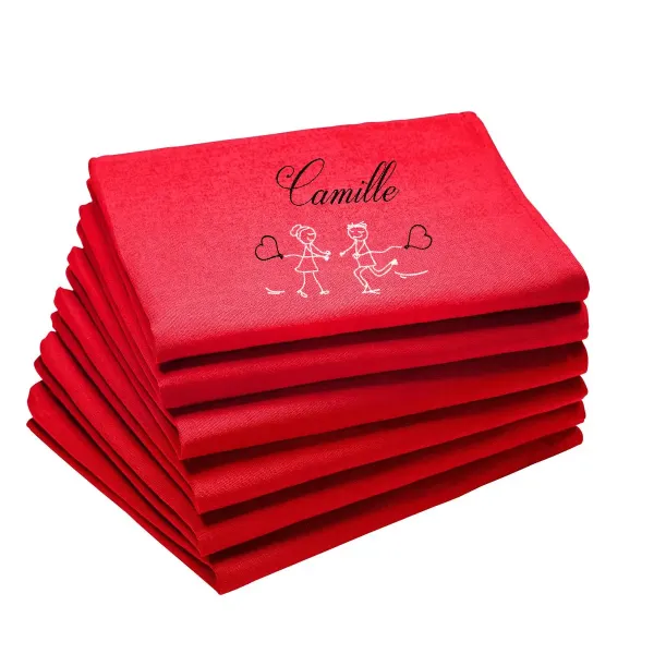 Serviette de table spéciale saint valentin en coton personnalisée