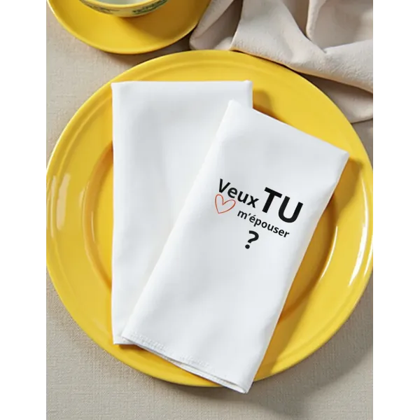 serviette de table brodée veux tu m'épouser ?