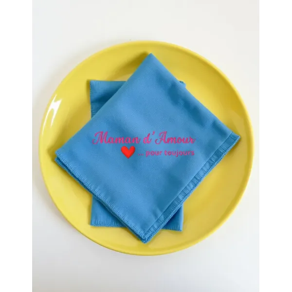 serviette de table brodée maman d'amour