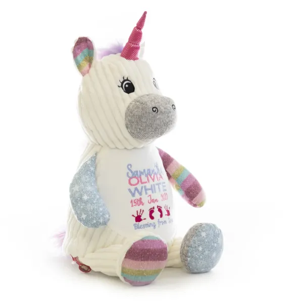 peluche licorne brodée avec texte